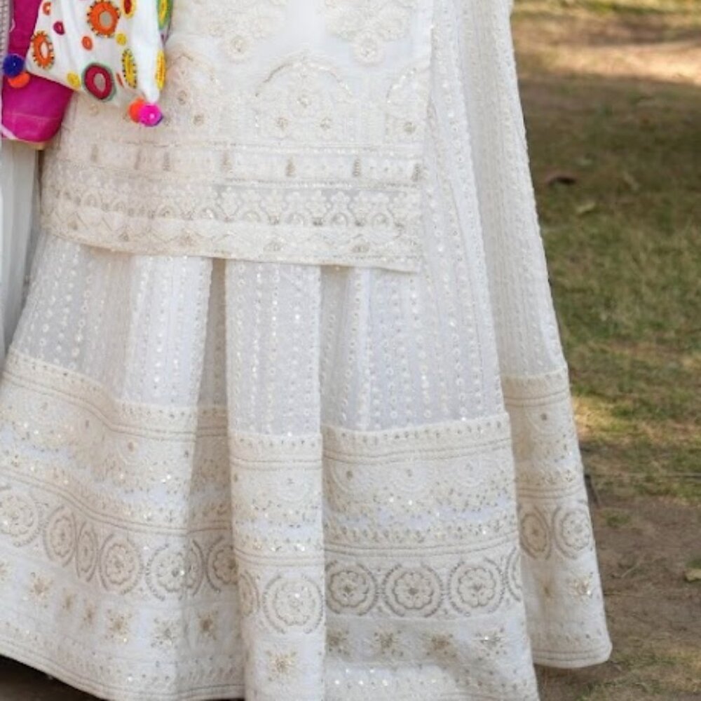 White Chikankari Lehnga - image 7